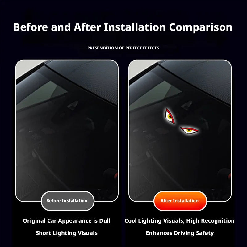 SEAMETAL Car Dynamic Expression Light Neon LED Solar Type-C Rechargeable Wireless Devil's Eyes Light Smart Sensor Universal Fit