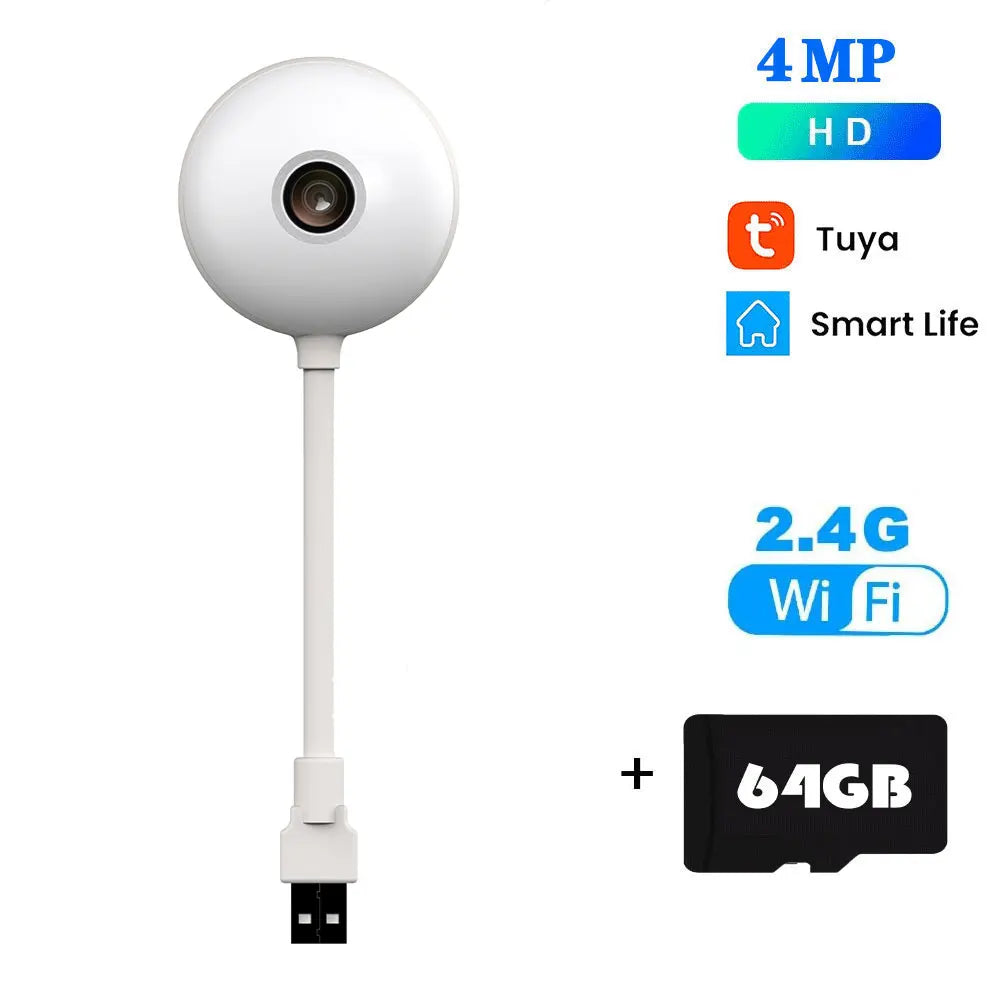 Tuya 5MP Mini WiFi Camera Indoor 2K Security Camera for Baby Monitor Wireless USB Plug IP Surveillance AI Auto Tracking Babe Cam