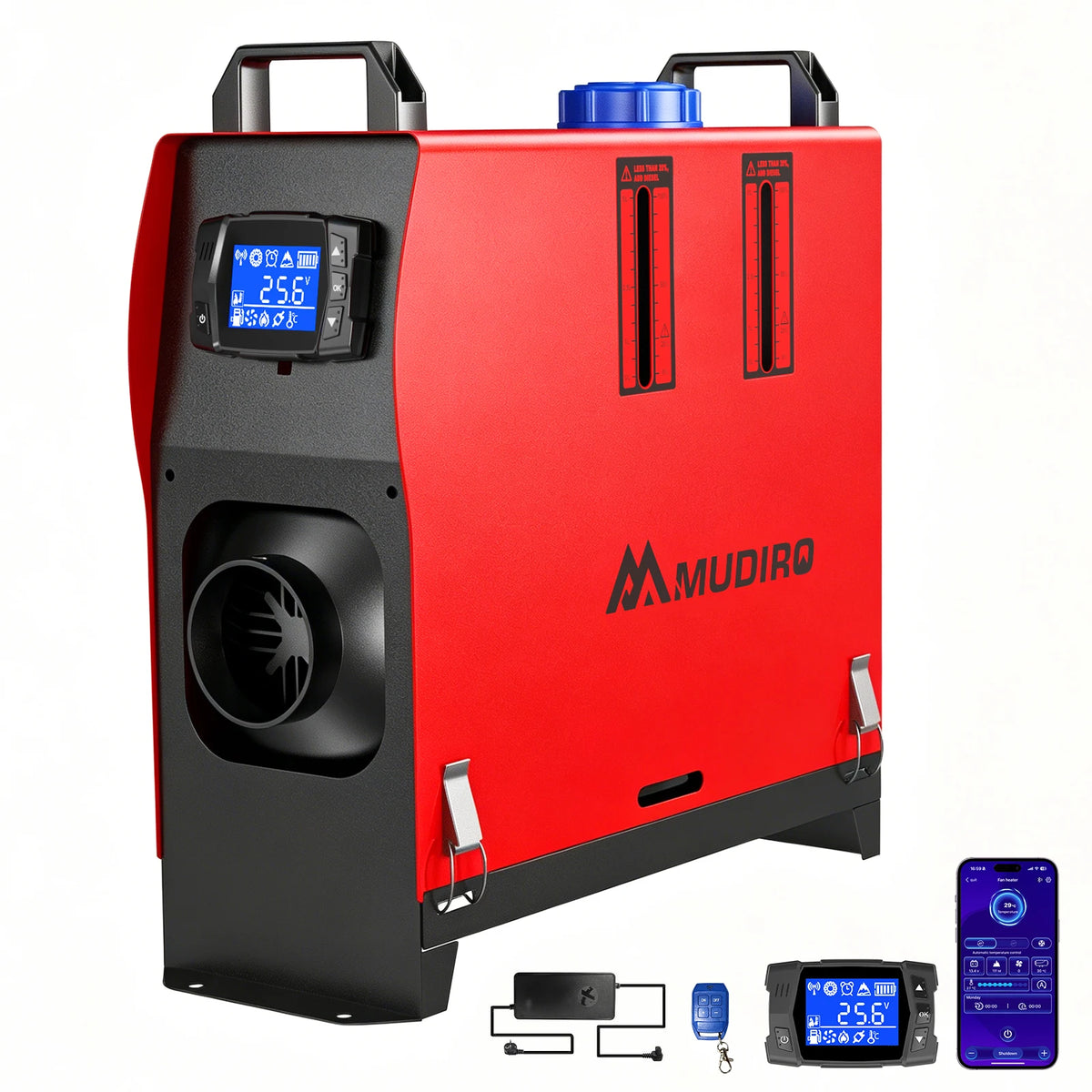 Calentador de aire diésel 8KW 12V/24V/240V con adaptador, panel LCD, aplicación y control remoto