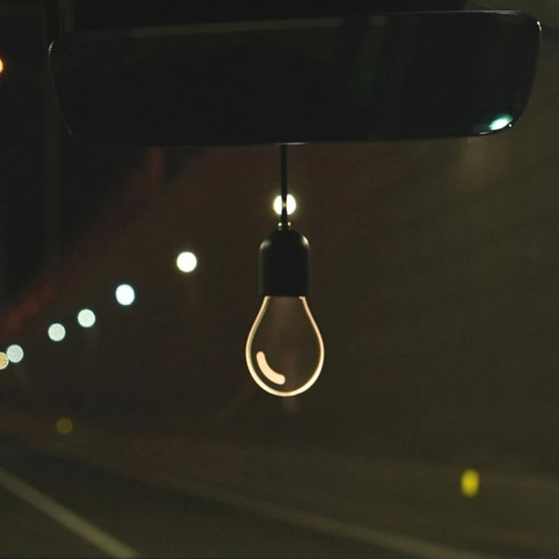 SEAMETAL Elegant Bulb Light Car Pendant Mirror Hanging Soft Glow LED Ambient Light Night Light Decoration Ornament for Vehicle