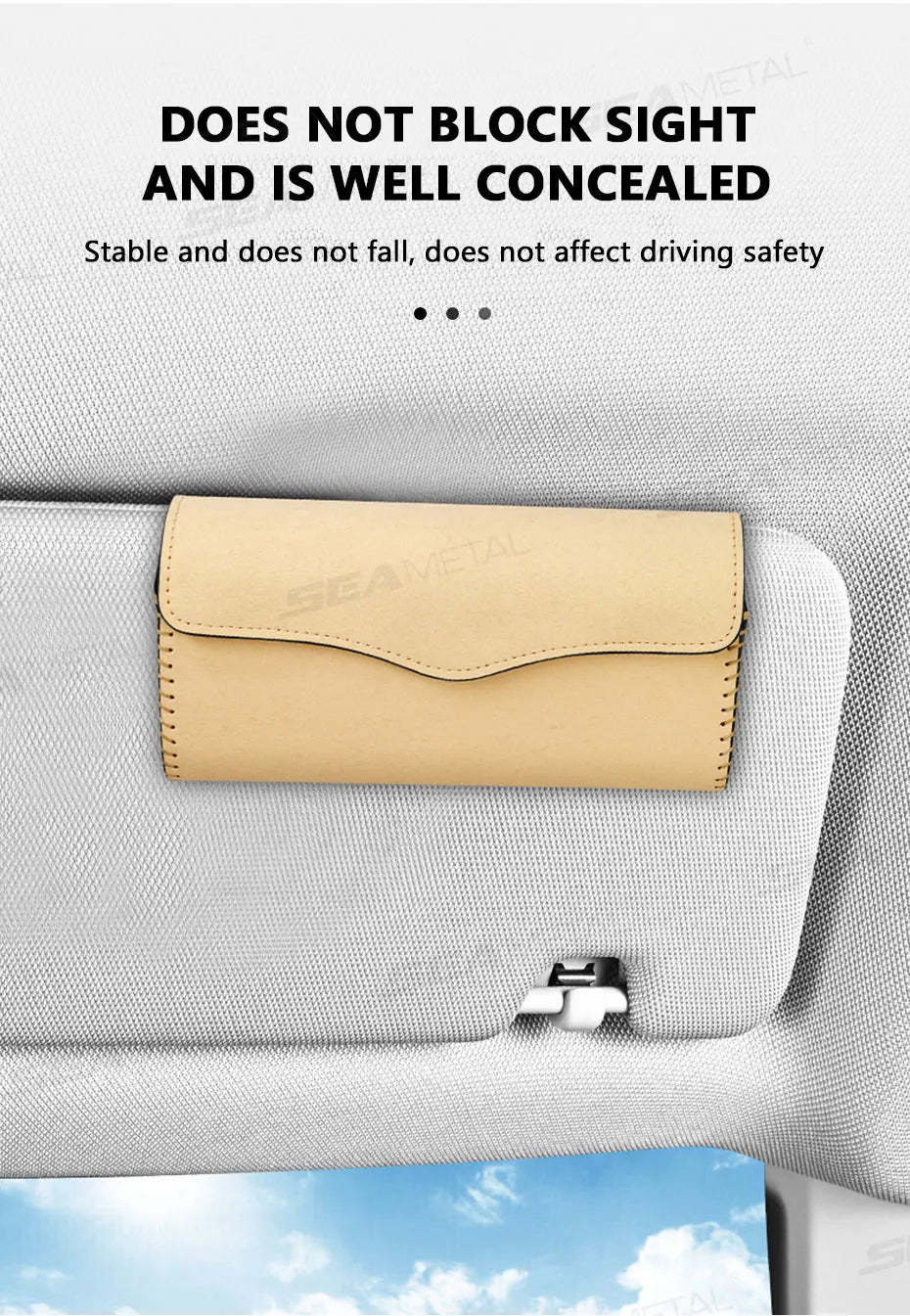 SEAMETAL Car Sun Visor Glasses Case Soft Lining Scratch-Free Suede Sunglasses Protector Box Magnetic Stable Eyeglasses Holder