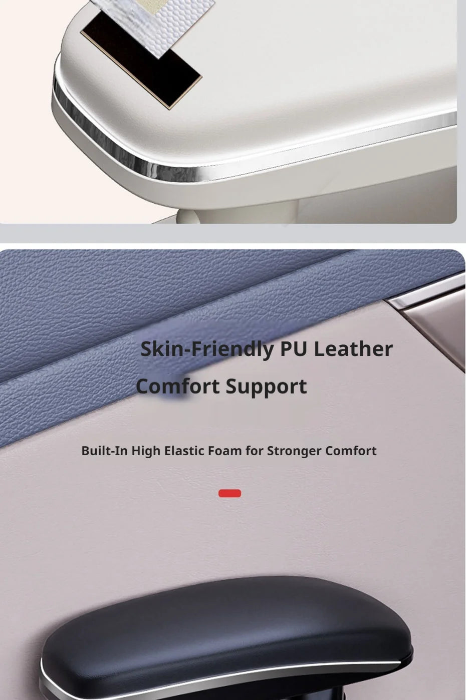 SEAMETAL Universal Car Door Armrest Pad 3-Layer Cushion Structure Adjustable Height Relieve Arm Fatigue PU Leather Car Armrest
