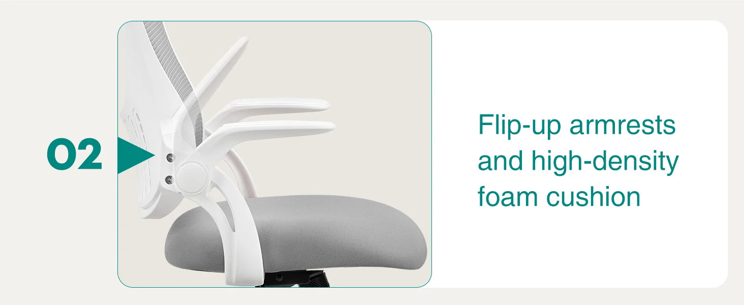 Ergonomic Mesh Office Chair with Lumbar Support, Headrest & Flip Arms