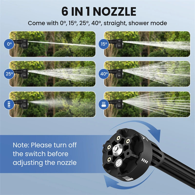 6 v 1 vysokotlakový čistič 60Bar s batériou 20000mAh