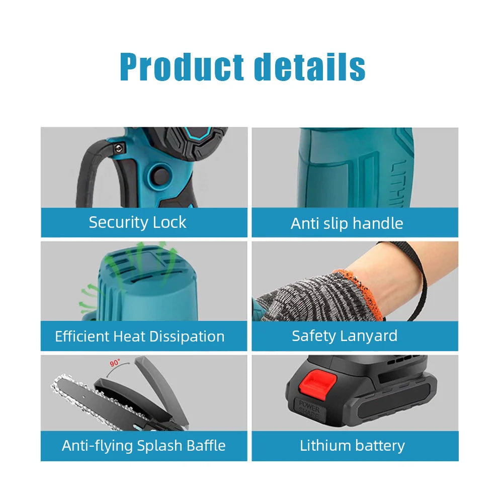 6 Inch Electric Chain Saw Handheld Portable Cutter