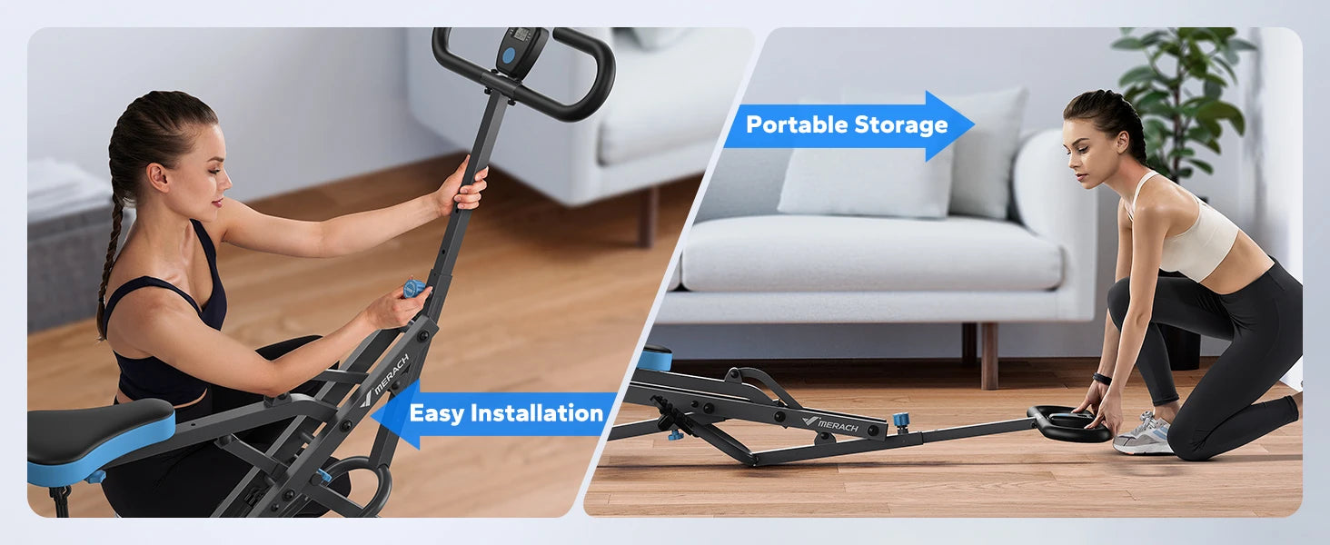 2-in-1 Squat and Rowing Machine Foldable Home Gym Trainer
