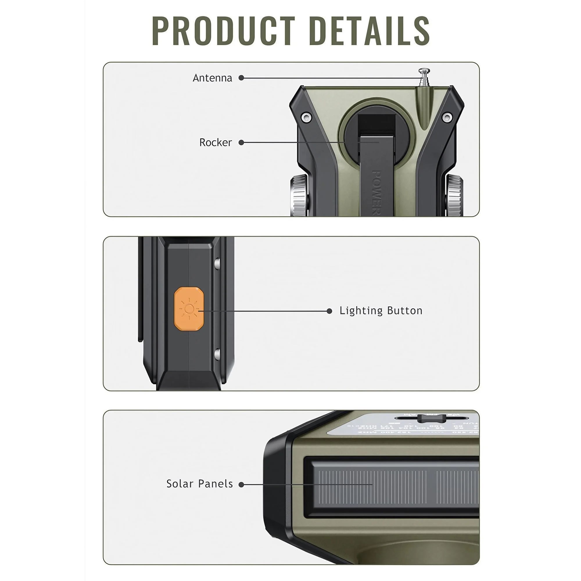 Weather Radio Emergency Multifunctional Radio FM AM WB Hand Crank Solar USB Charging 2000mAh Power Bank LED Flashlight Torch