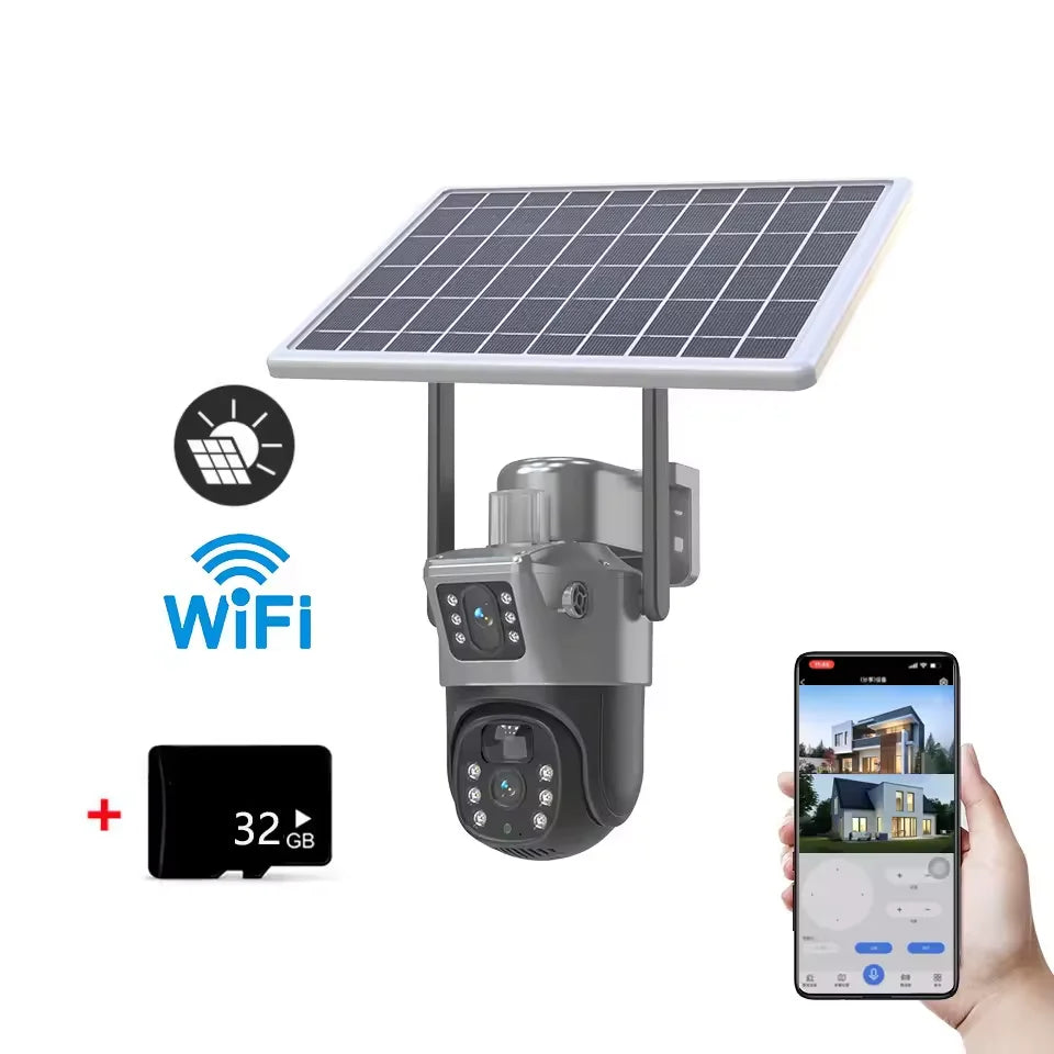 Fotocamera PTZ solare a doppia lente – opzioni Wi-Fi o 4G
