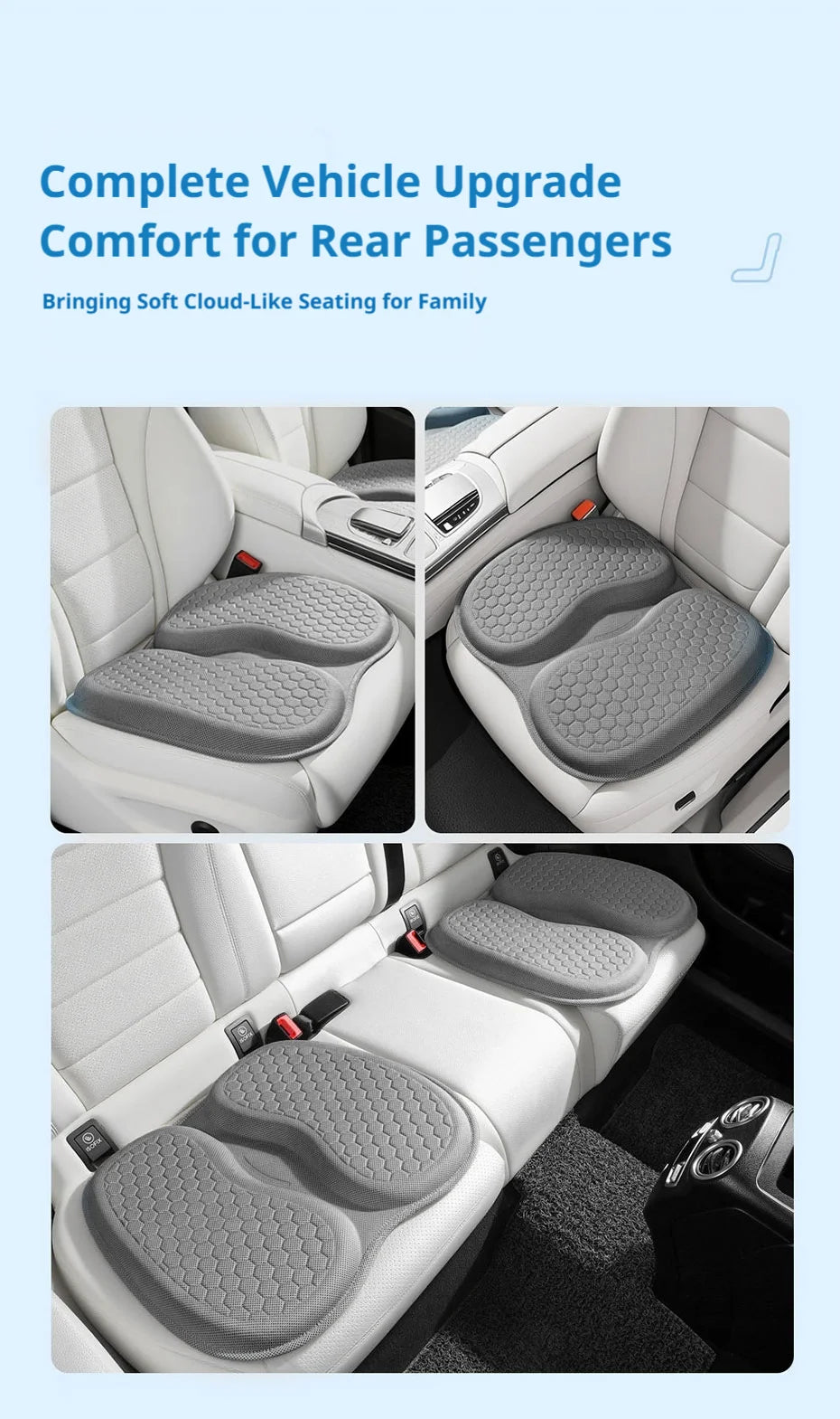SEAMETAL Gel Car Seat Cushion Summer Breathable Cooling Seat Cushion Ergonomics Absorb Pressure Universal for Car/Office/Home