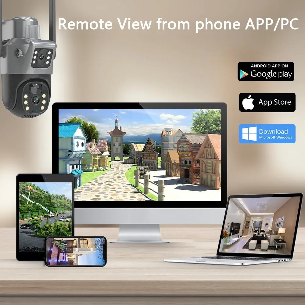 4K 8MP Dual Screen Solar Outdoor Wireless WiFi PTZ Security Camera