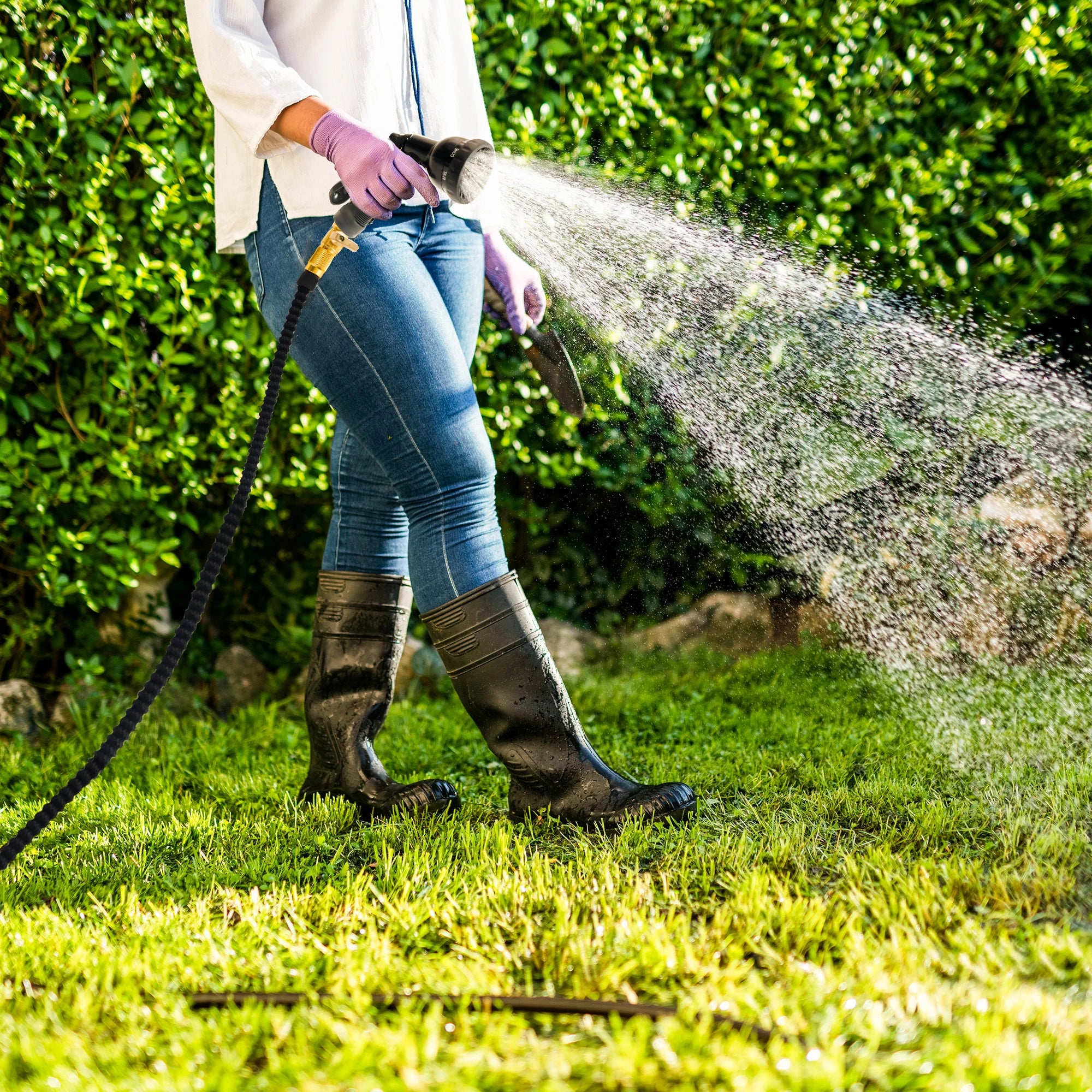 Tuyau de jardin extensible avec buse de pulvérisation, tuyau léger anti-plis jusqu'à 100 ft