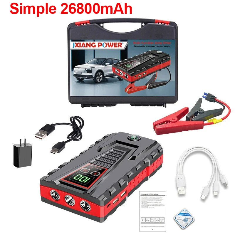 26800mAh Portable Car Jump Starter with 2500A Peak Power