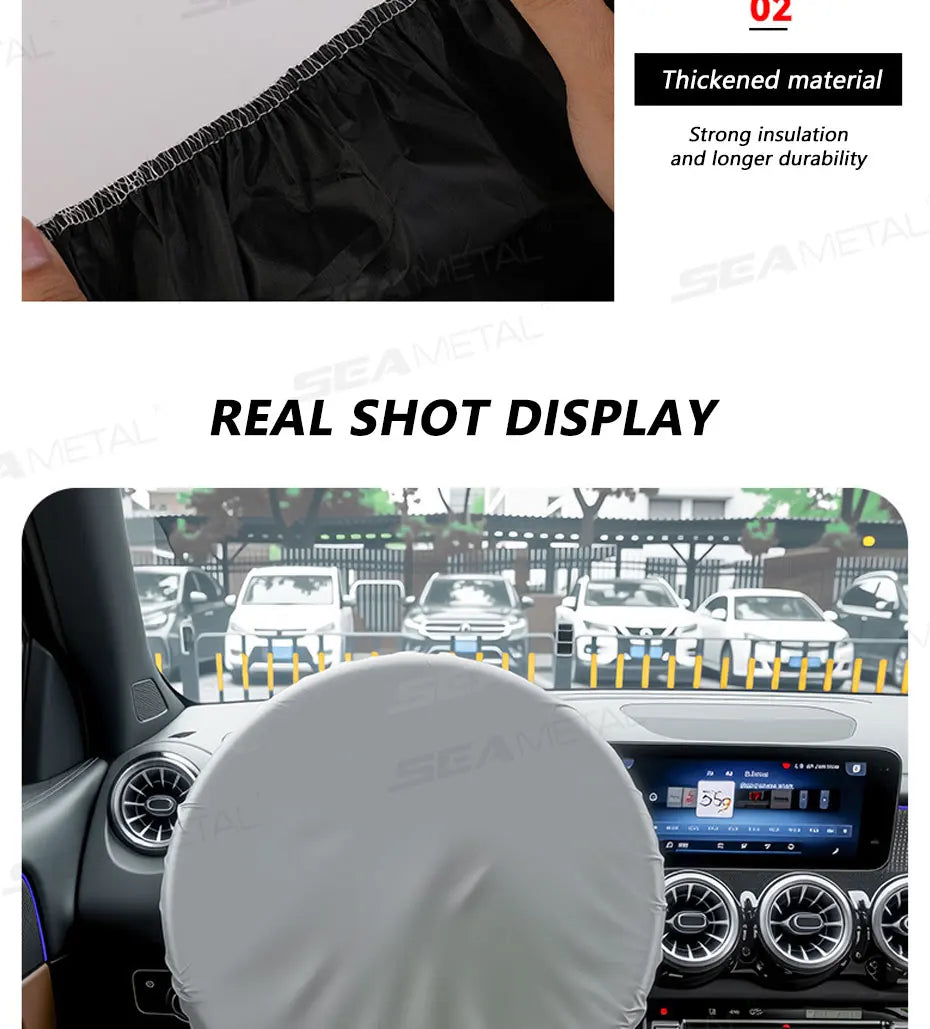 SEAMETAL Steering Wheel Sun Protection Cover Universal Steer Wheel Sun Shade Protector Heat Insulation Prevent Aging Sunshade