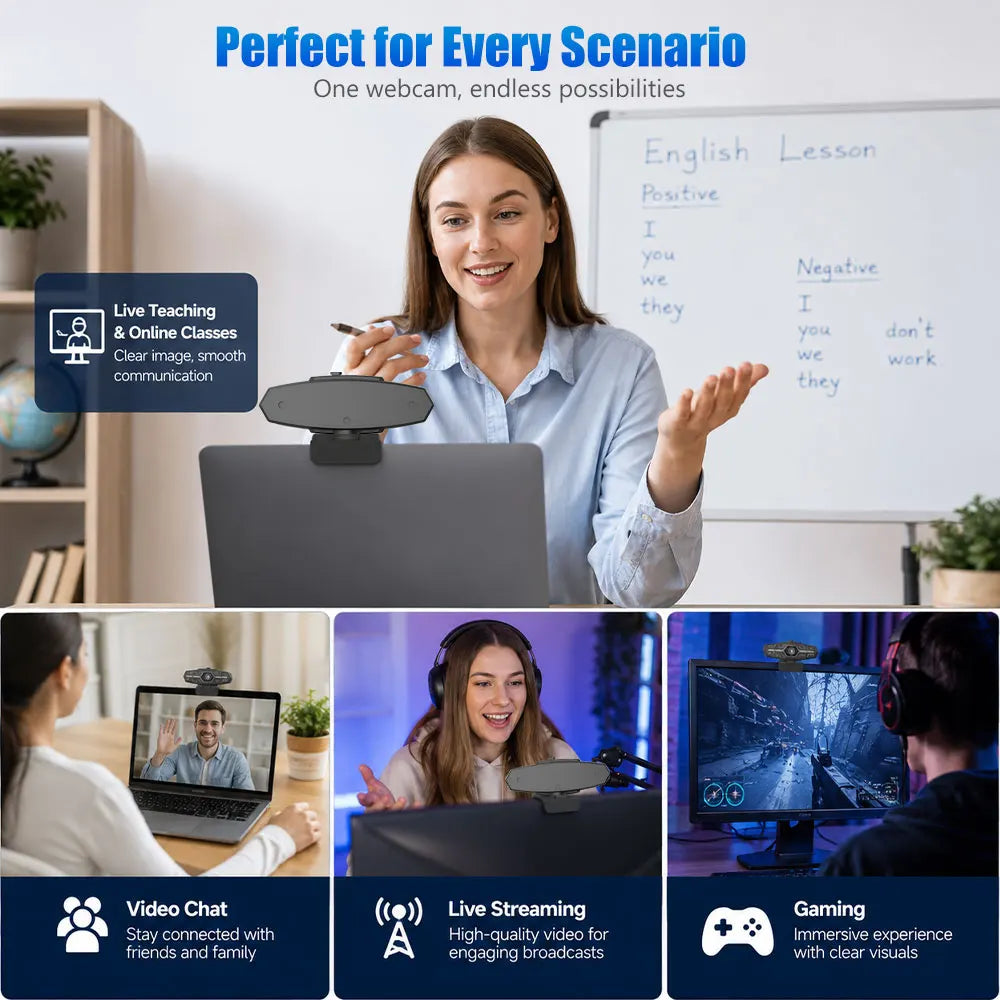 Webcam USB 4K con messa a fuoco automatica e otturatore per la privacy