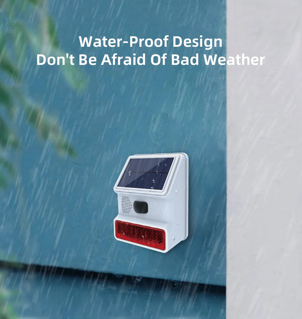 Powered Strobe Sound Flash Waterproof Wireless Outdoor Solar Siren Alarm Siren for 433MHz Wifi GSM Alarm System