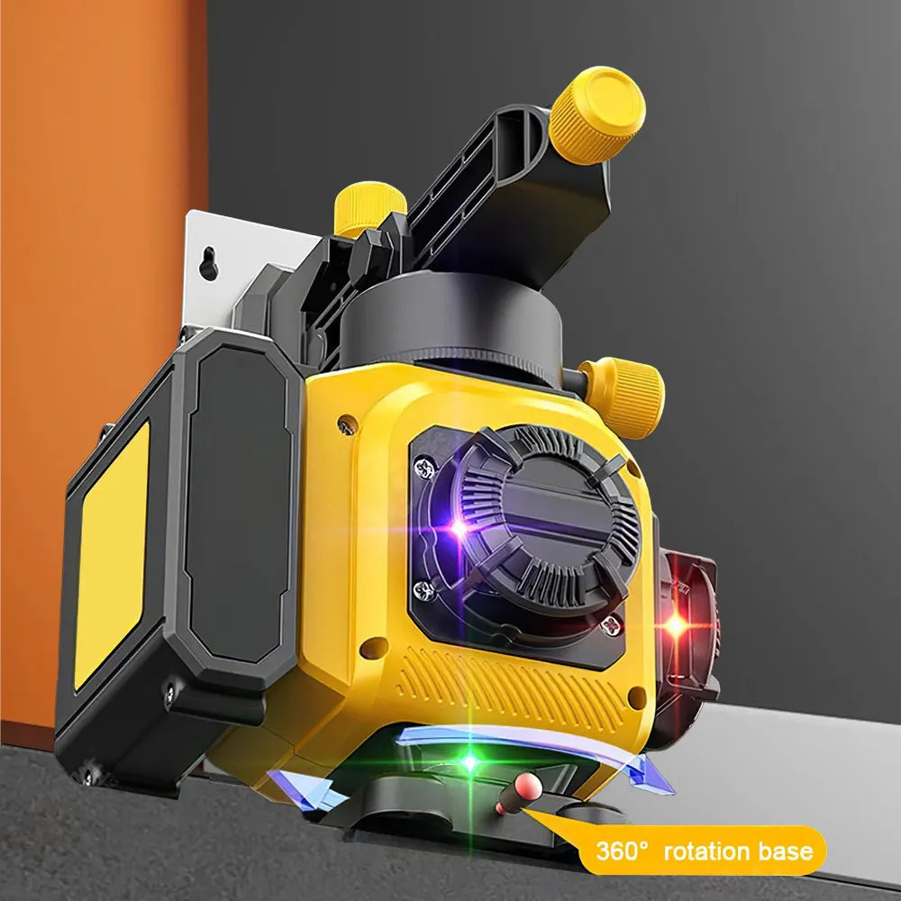 Professional 16 Lines 4D Laser Level Automatic 360 ° Horizontal & Vertical Power Lines Laser Levels Power Display Green Beam