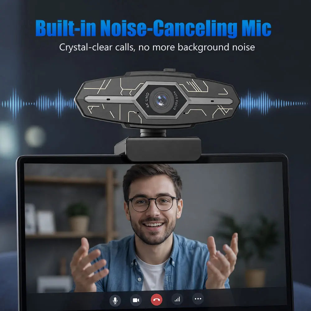 Webcam USB 4K con messa a fuoco automatica e otturatore per la privacy