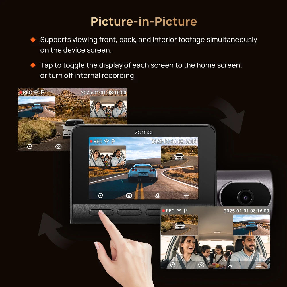 70mai T800 3-Channel 4K Dash Cam with HDR, GPS, 4G & WiFi 6