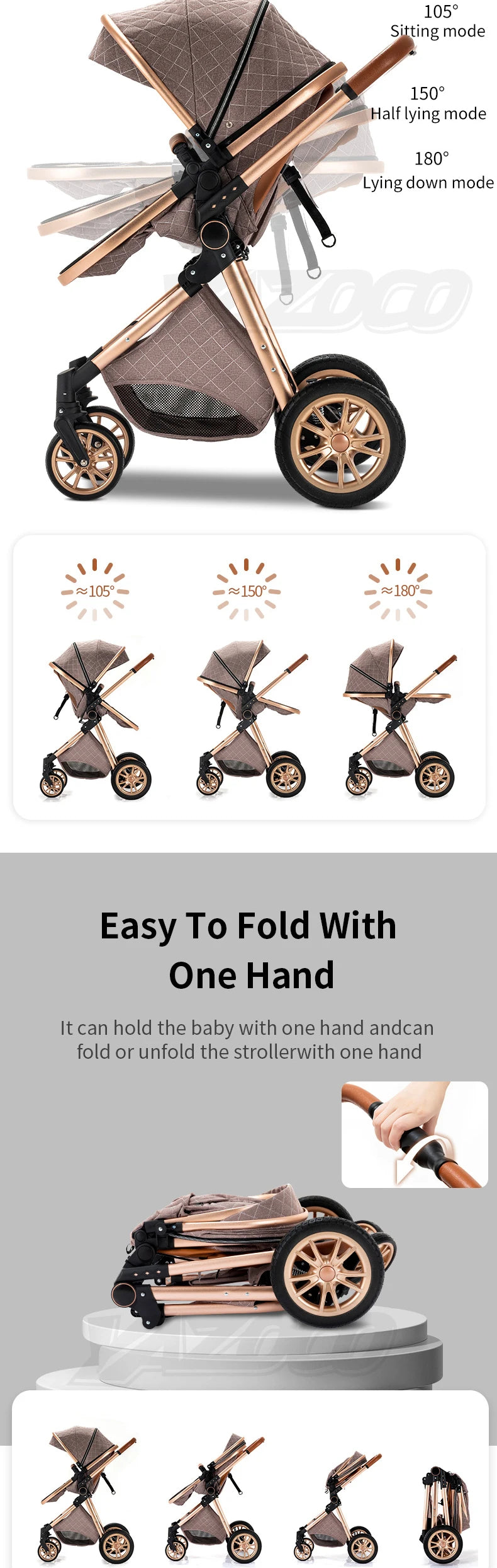 Newest 3‑in‑1 Baby Stroller Portable Travel Carriage