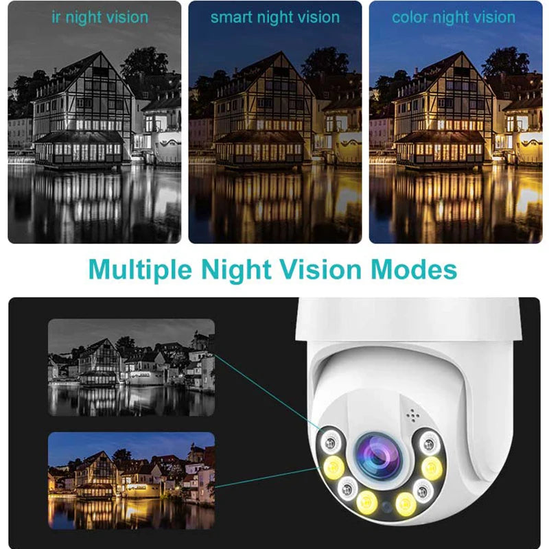 8MP 4K Wireless PTZ Outdoor IP Camera with Color Night Vision and AI Auto Tracking