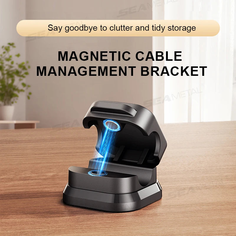 SEAMETAL 10Pcs Charging Cable Holder Self-Adhesive Magnetic Car Wire Organizers Smooth USB Cord Holder Universal for Car/Office