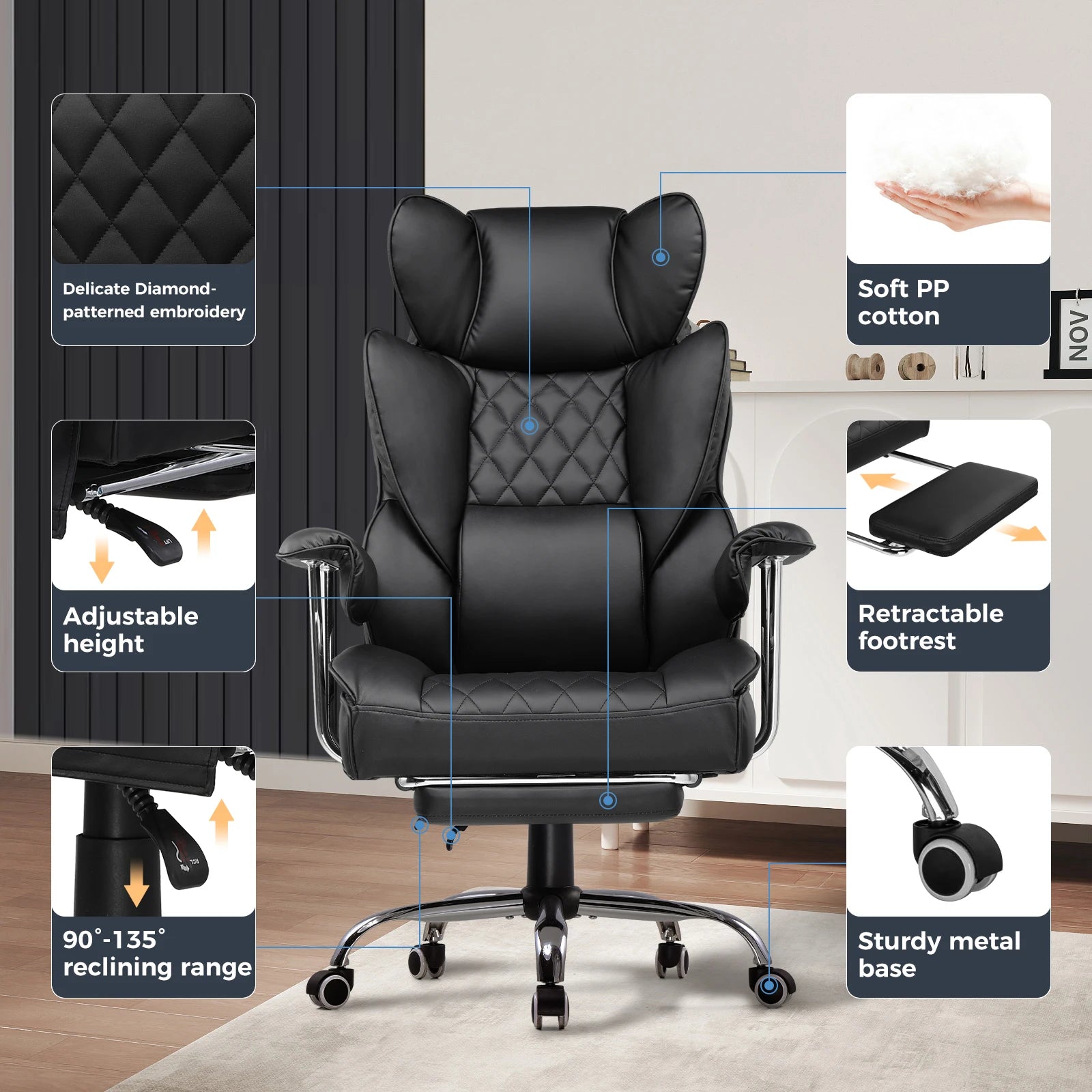 Big and Tall Ergonomic Gaming Chair with Lumbar Support & Footrest
