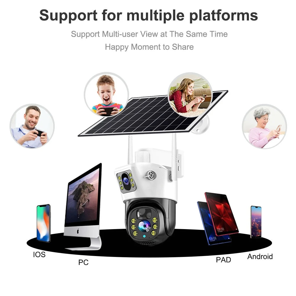 Solarna sigurnosna kamera s dvostrukim objektivom 2K Pan/Tilt IP66