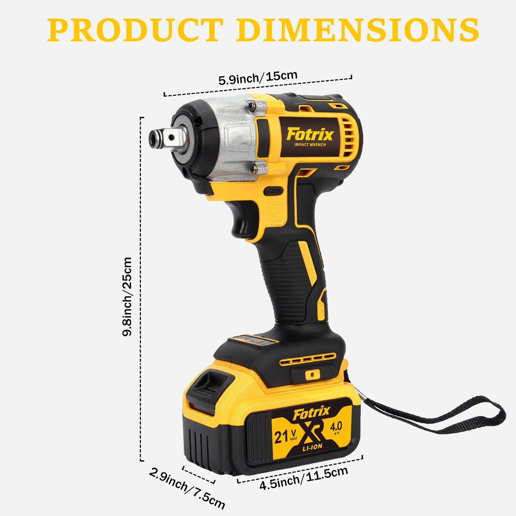 Cordless Brushless Impact Wrench 665 ft-lbs with 2 Batteries
