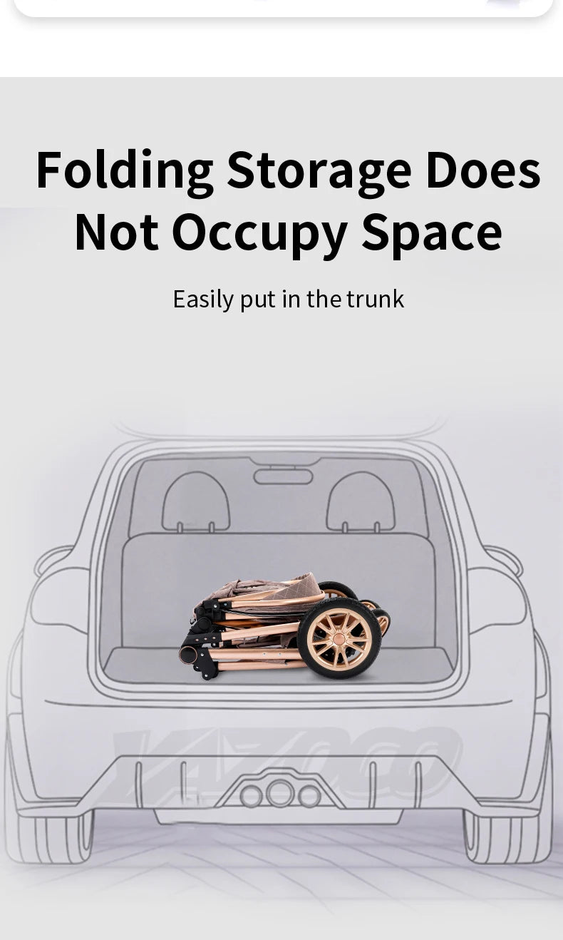 3 in 1 Baby Stroller Portable Travel Pram with High Landscape Design