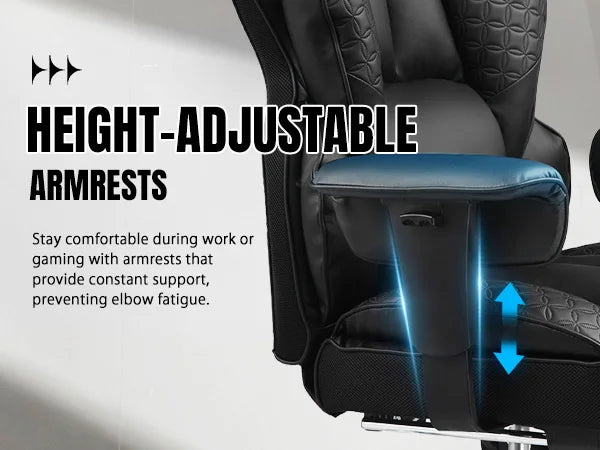 Ergonomic Leather Office Chair with Footrest & Reclining Back