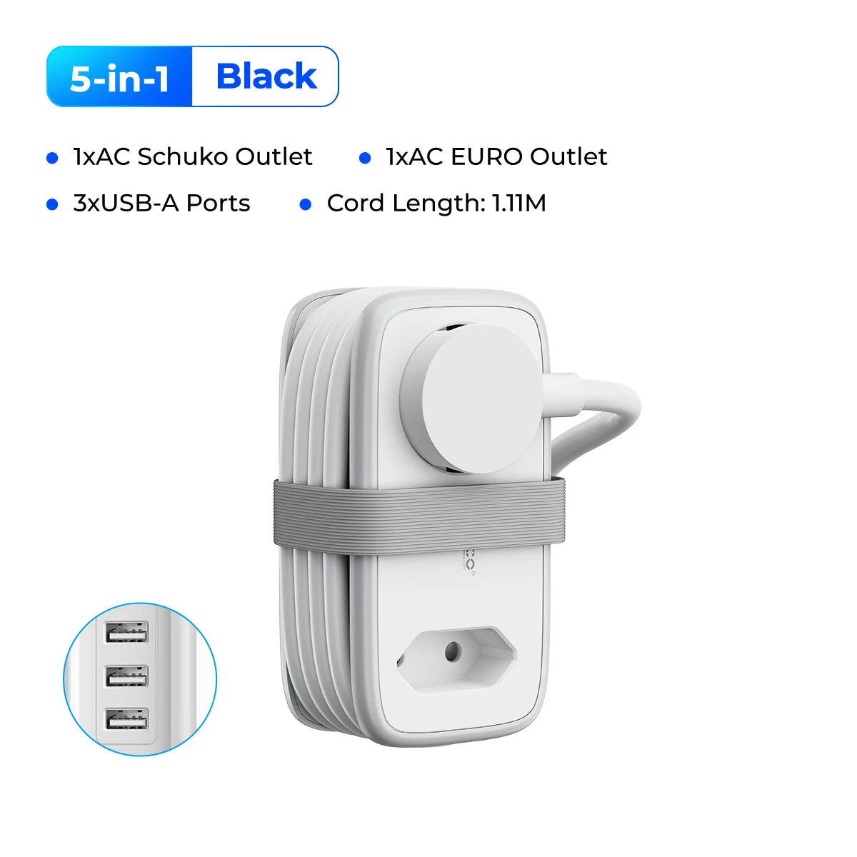 Ciabatta da viaggio ORICO con spina EU e ricarica USB