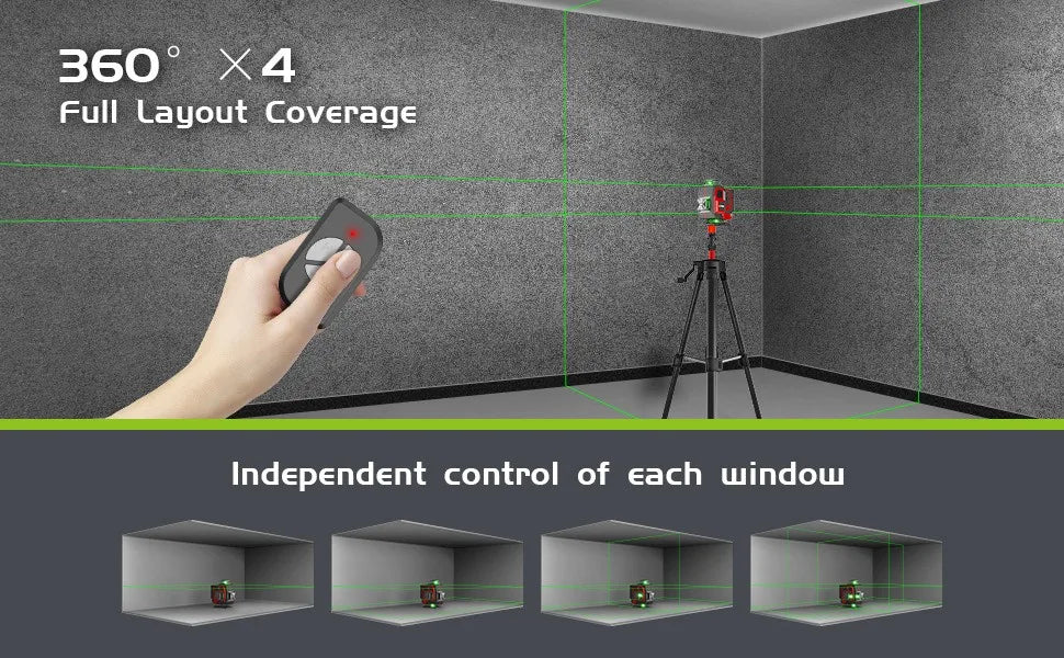 Livello laser professionale 16 linee 4D con raggio verde a 360°