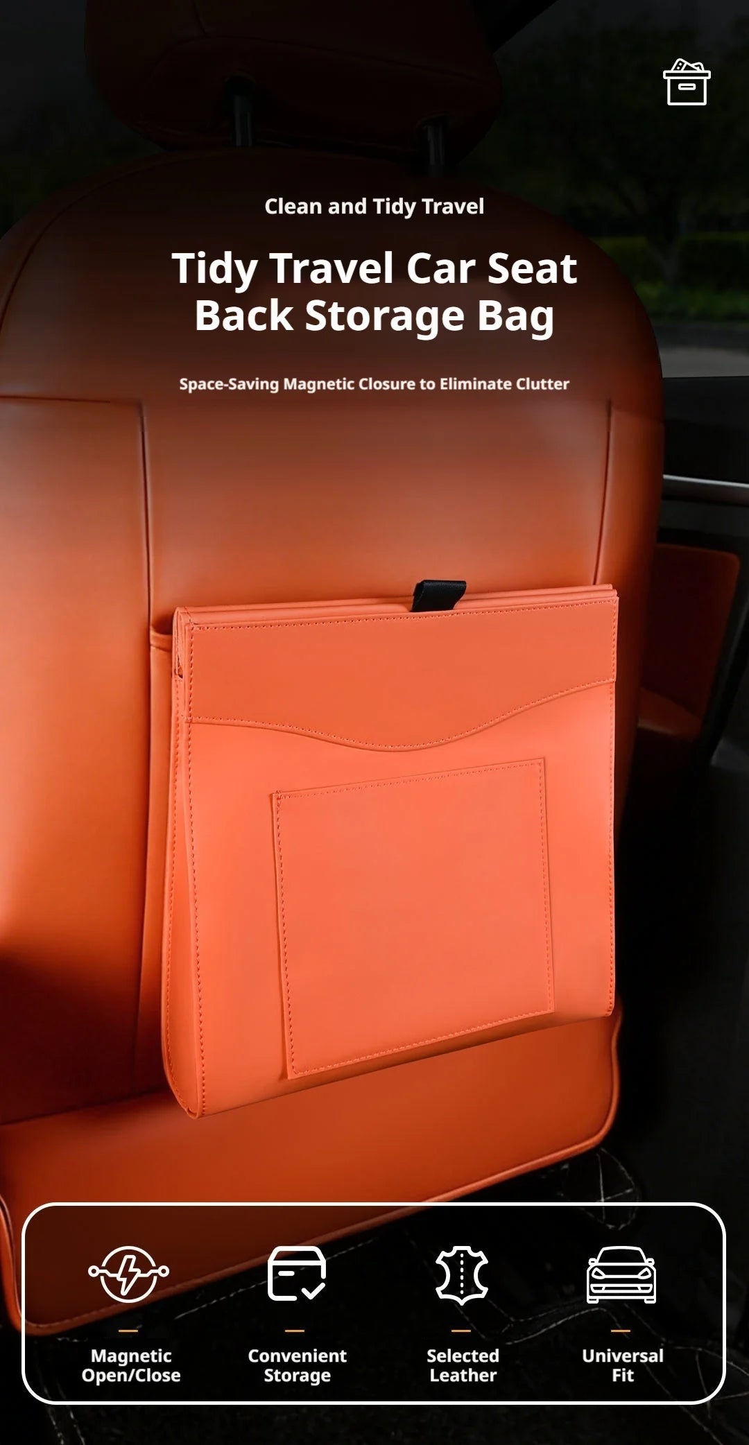 SEAMETAL Car Back Seat Trash Bin with Lid Leakproof Hanging Garbage Organizer Foldable Waterproof Seatback Storage Garbage Bin