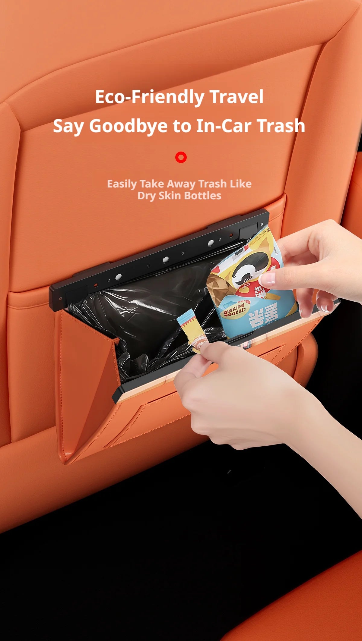 SEAMETAL Car Seat Back Trash Can with Magnetic Lid Waterproof Pu Leather Trash Bin Isolates Odors Universal for Sedan Suv Truck