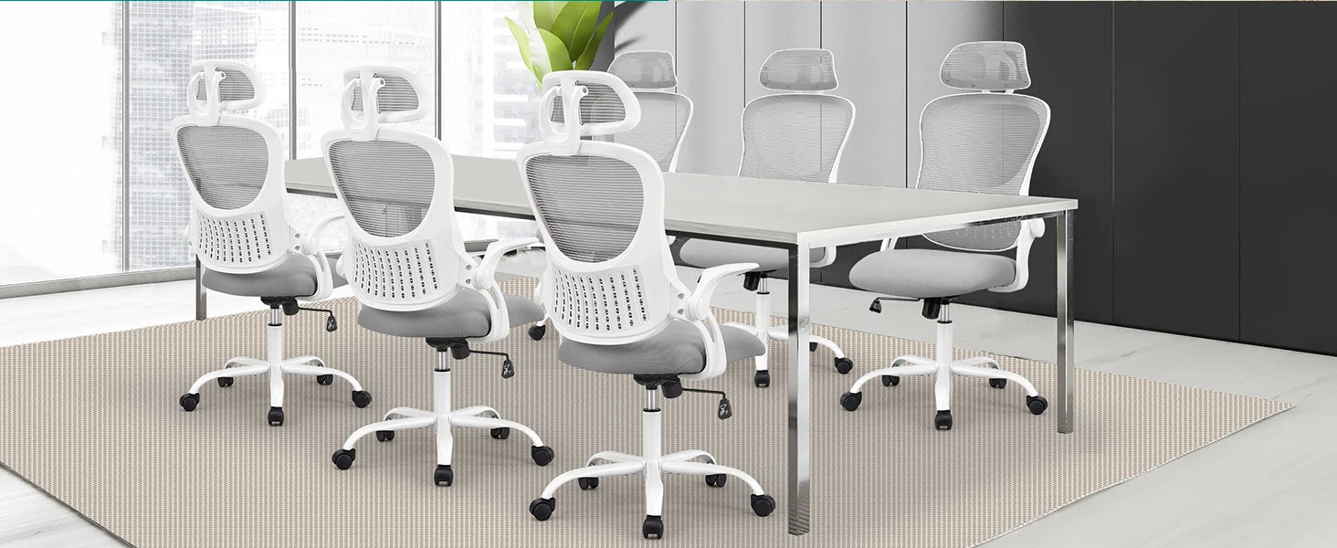 Ergonomic Mesh Office Chair with Lumbar Support, Headrest & Flip Arms