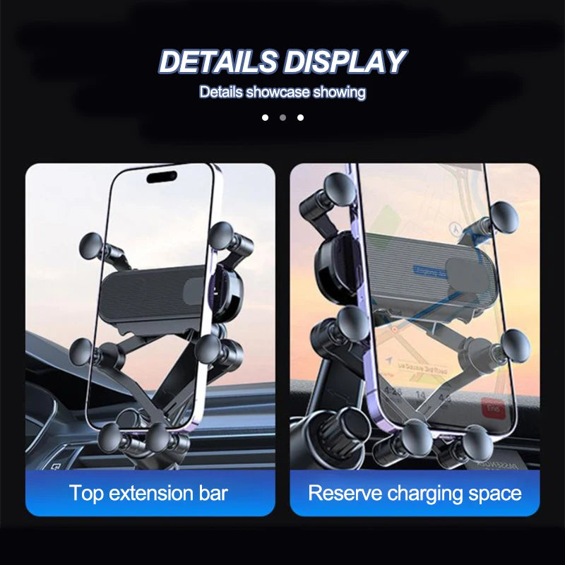SEAMETAL Air Vent Car Phone Holder 6-Joint 360-Degree Gravity Phone Mount Stable Hook Cellphone Stand Universal for 4.7-7 inch