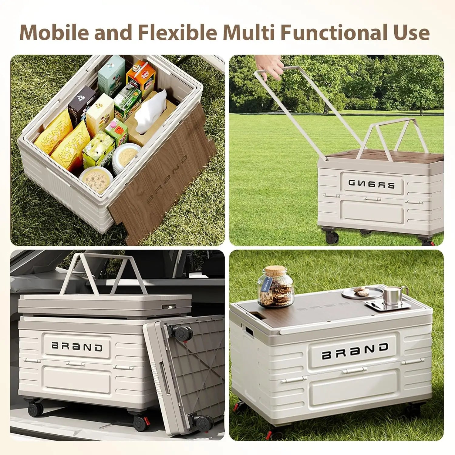360° Rotating Foldable Storage Cart with Silent Locking Wheels