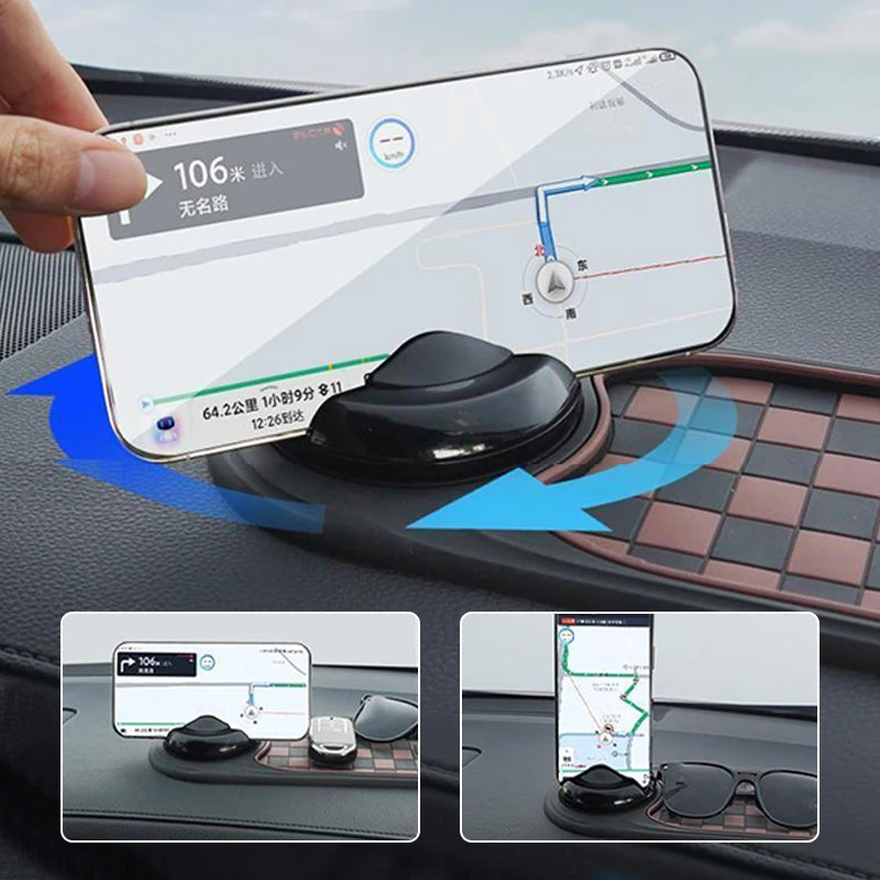 SEAMETAL 2 in 1 Dashboard Anti Slip Mat with Phone Mount 360-Degree Rotation Car Phone Holder Non-Slip Adhesive Mat for Car