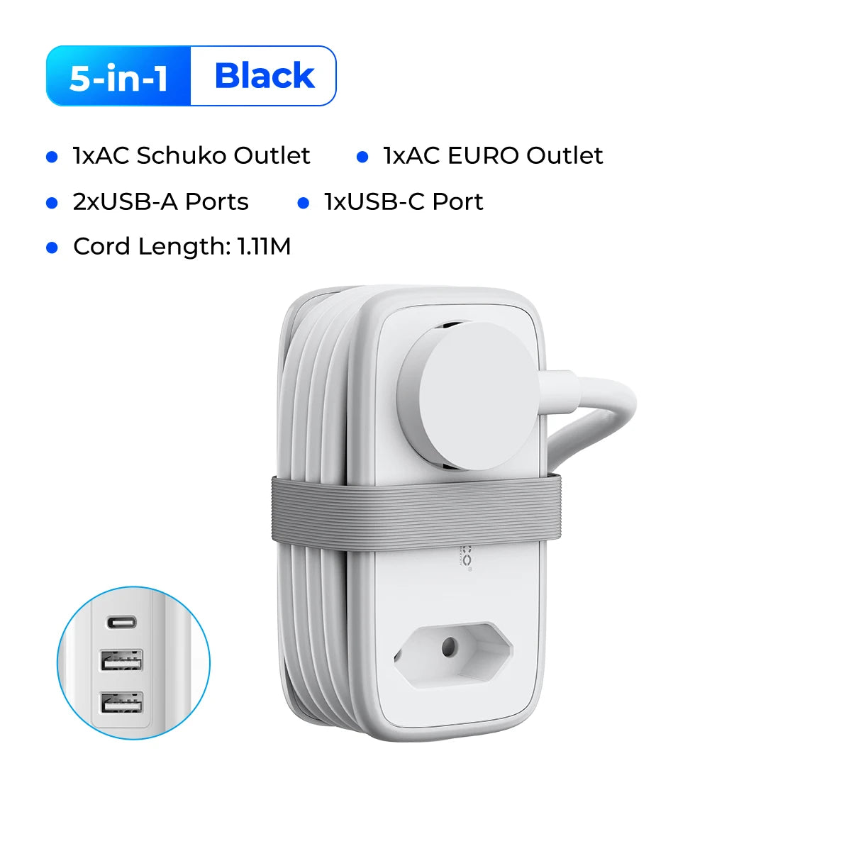 Ciabatta da viaggio ORICO con spina EU e ricarica USB