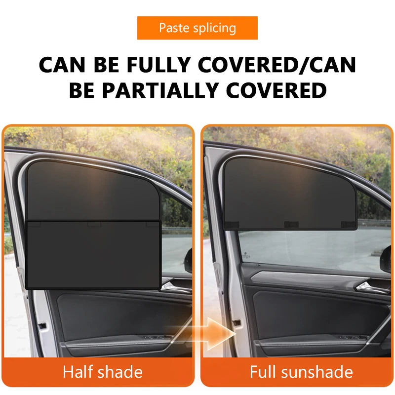 SEAMETAL 2-Section Sun Shade for Car Side Window Magnetic Curtains Sun Protection Sunshade for Children Anti-Glare UV-Blocking
