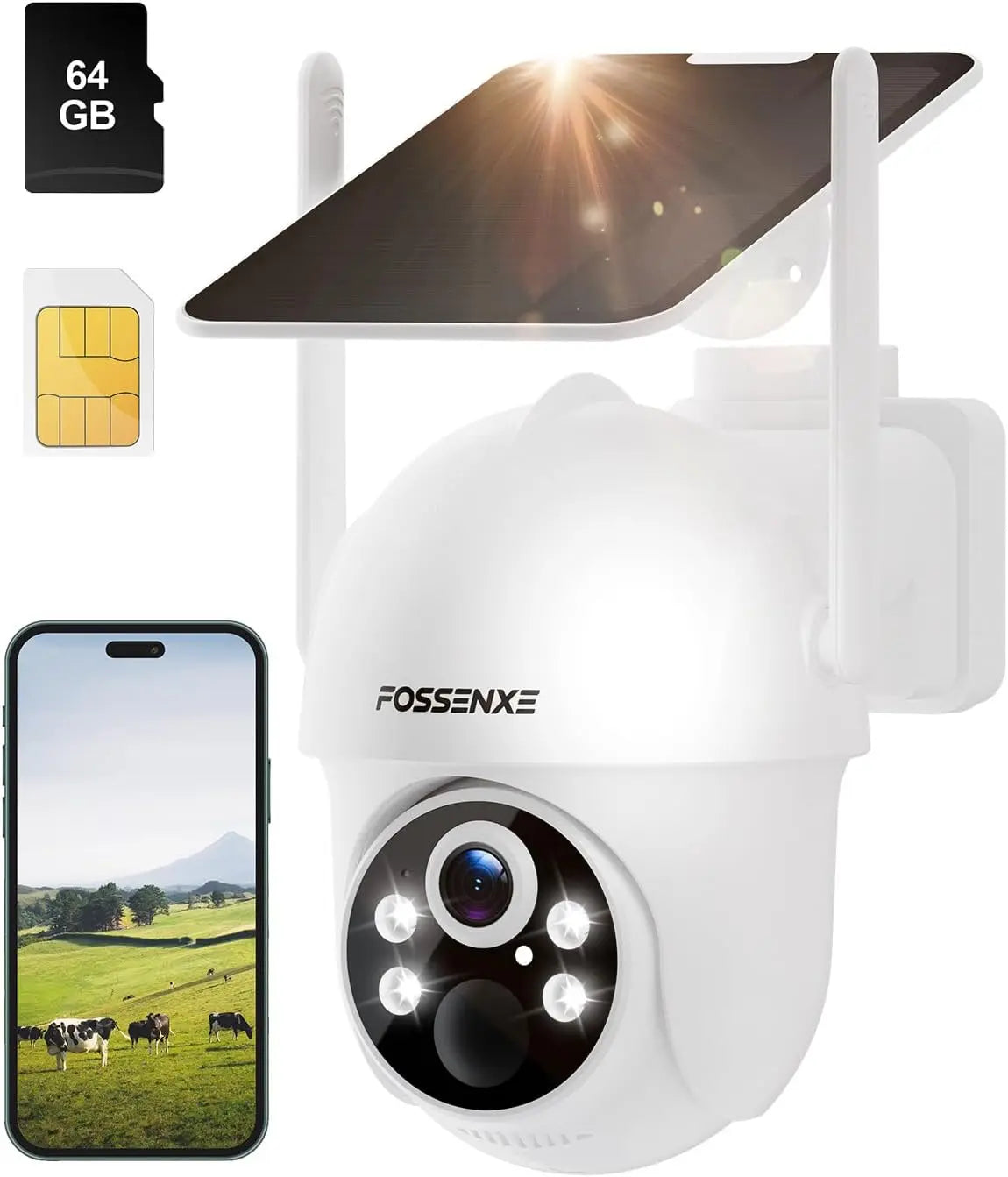 4G LTE Outdoor Security Camera 2K 4MP Solar Powered with SIM Card