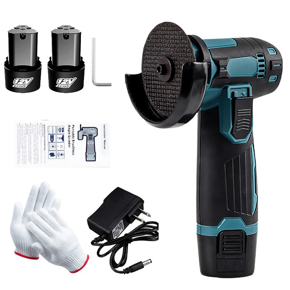 19500rpm 12V Mini Angle Grinder Grinding Cordless Machine Lithium Battery Rechargeable Grinder Cushing Power You