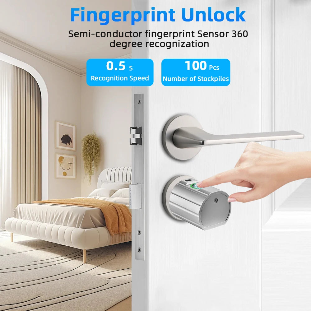 RAYKUBE L12 Tuya BLE Fingerprint Cylinder Digital Door Lock With 60/70 mm Adjustable Cylinder length Password/Key/Tuya APP Unlok