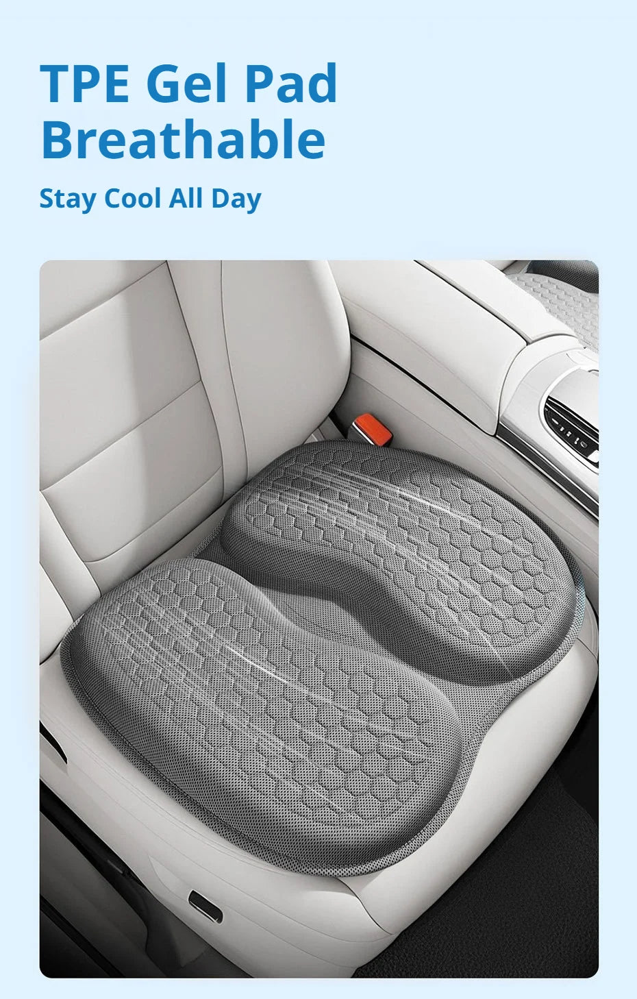 SEAMETAL Gel Car Seat Cushion Summer Breathable Cooling Seat Cushion Ergonomics Absorb Pressure Universal for Car/Office/Home