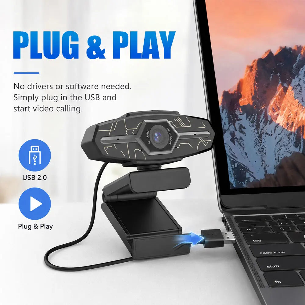 Webcam USB 4K con messa a fuoco automatica e otturatore per la privacy