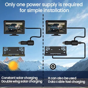 4.3inch Solar Vehicle Wireless Reverse Camera For Car RV Truck Trailer Pickup 12V-32V Car Monitor 1080P HD WIFI Rear View Camera