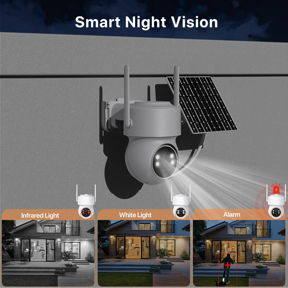 WONSDAR Cameră de securitate exterioară PTZ WiFi solară