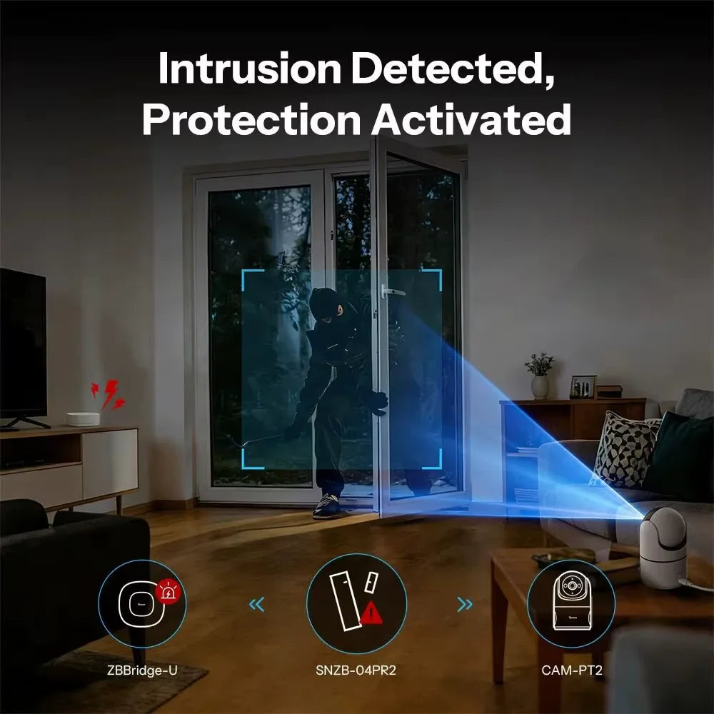 1pc SONOFF SNZB‑04PR2 Zigbee Door Window Contact Sensor, SenseGuard DW Gen2 Wireless Door Window Sensor for Home Security Alarm, Works with EWeLink, Requires Zigbee Gateway