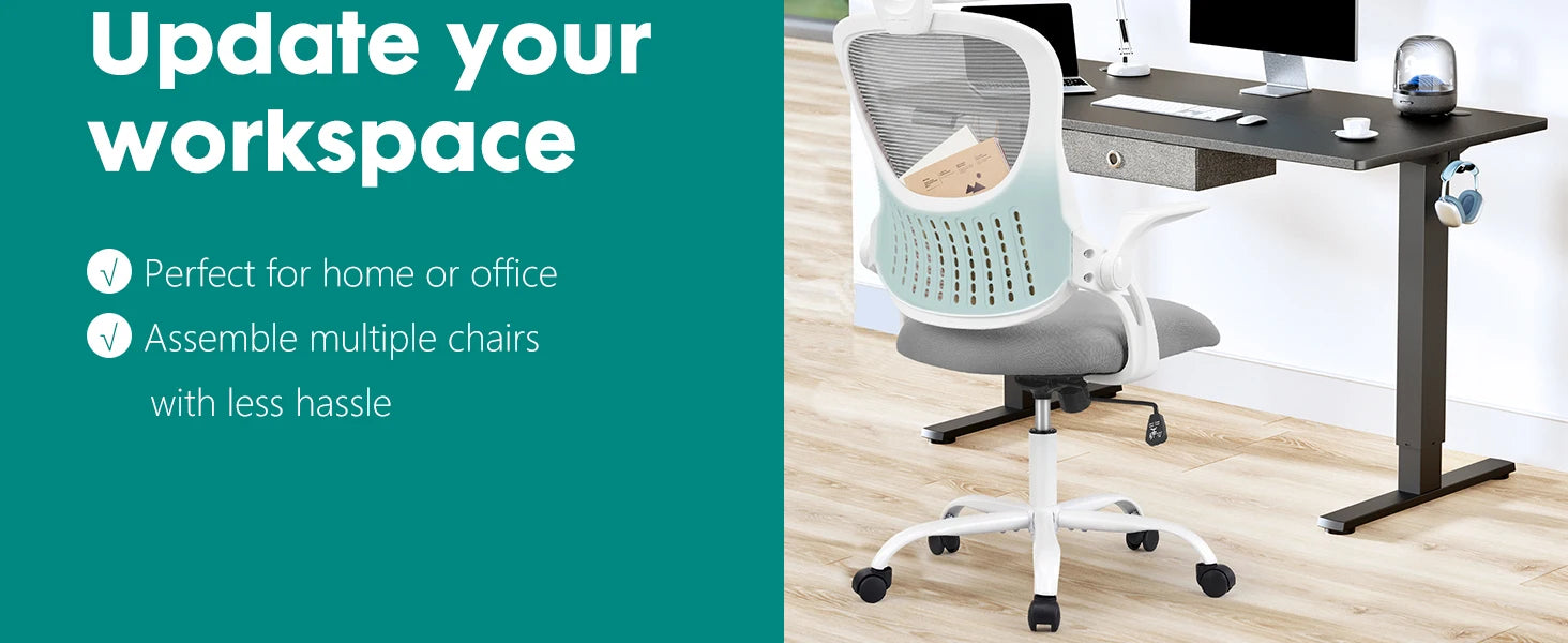 Ergonomic Mesh Office Chair with Lumbar Support, Headrest & Flip Arms