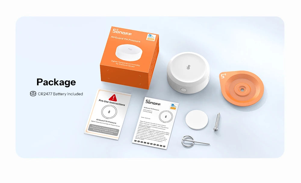 SONOFF SNZB-02M Zigbee 3.0 Temperature, Humidity, and Air Pressure Sensor, Monitors Dew Point and VPD, Compatible with Apple Home via Matter Bridge